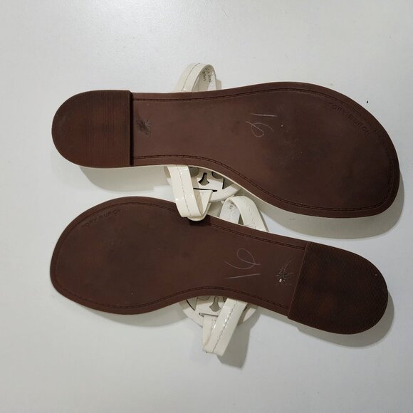 Tory Burch Miller Patent Soft Leather Sandals in Cream Women's Size 9.5 - Picture 11 of 12